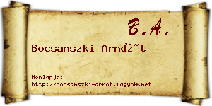 Bocsanszki Arnót névjegykártya